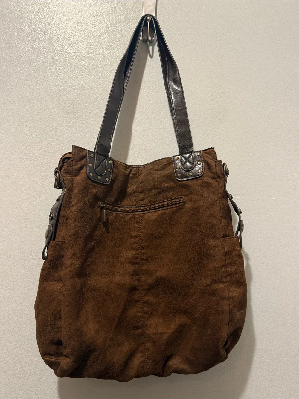 Brown Fur Accent Tote Bag Women's Shoulder Bag